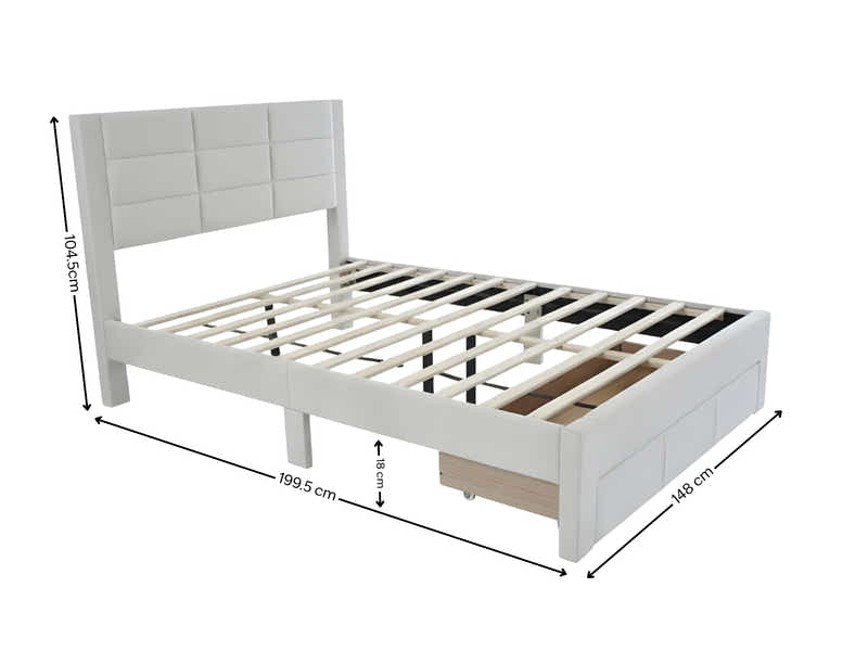 Hernan Bed Frame with Drawer - Double