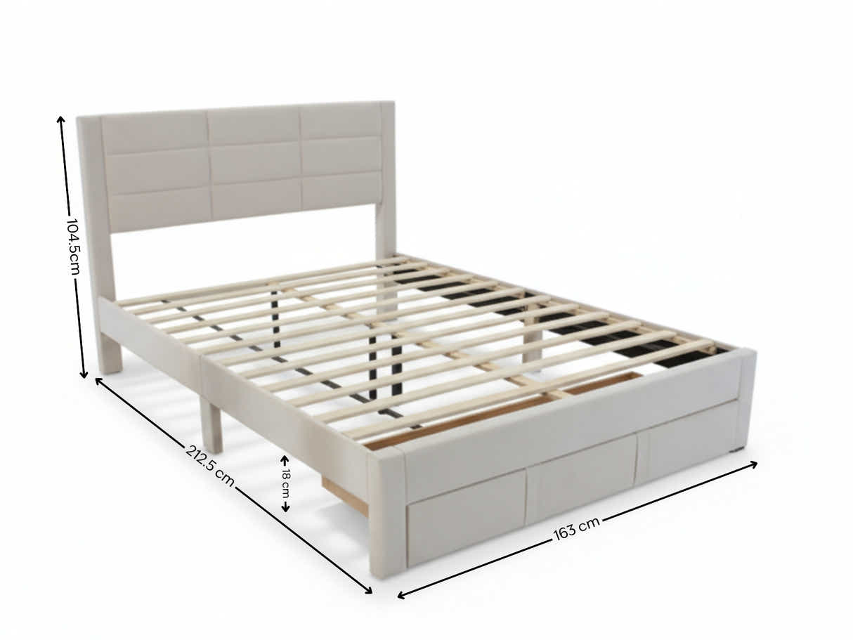 Hernan Bed Frame with Drawer & Bon21 Mattress - Queen