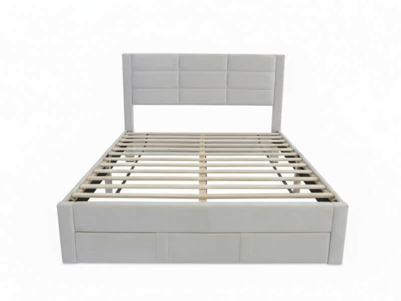 Hernan Bed Frame with Drawer & PIL20 Mattress with Pillows - Queen