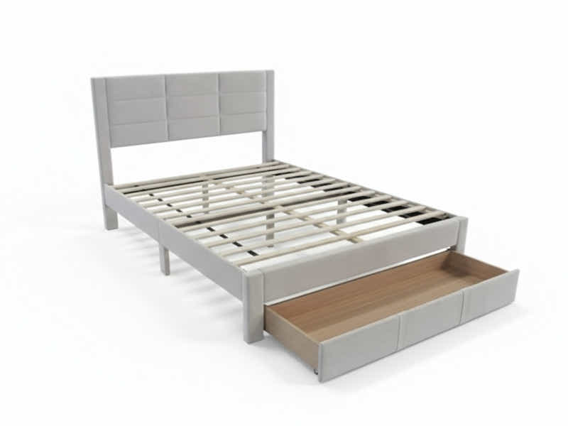 Hernan Bed Frame with Drawer & PIL20 Mattress with Pillows - Queen
