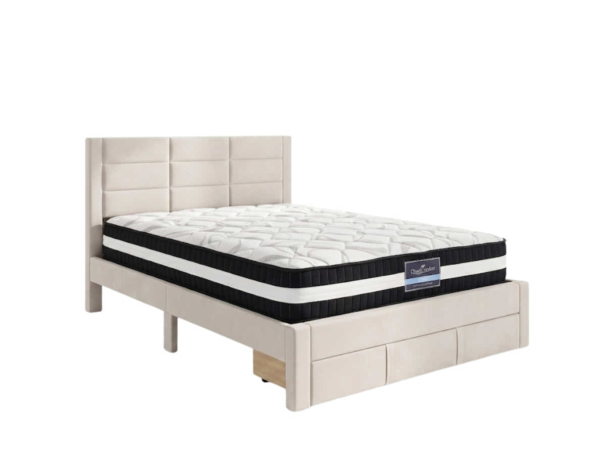 Hernan Bed Frame with Drawer & Euro Top Mattress L30 - Queen