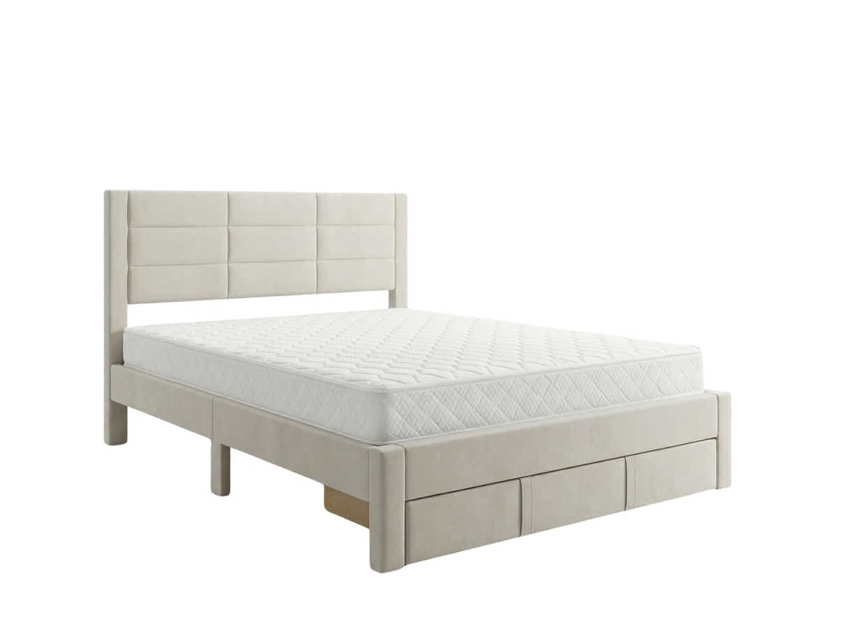 Hernan Bed Frame with Drawer & Bon15 Mattress - Queen