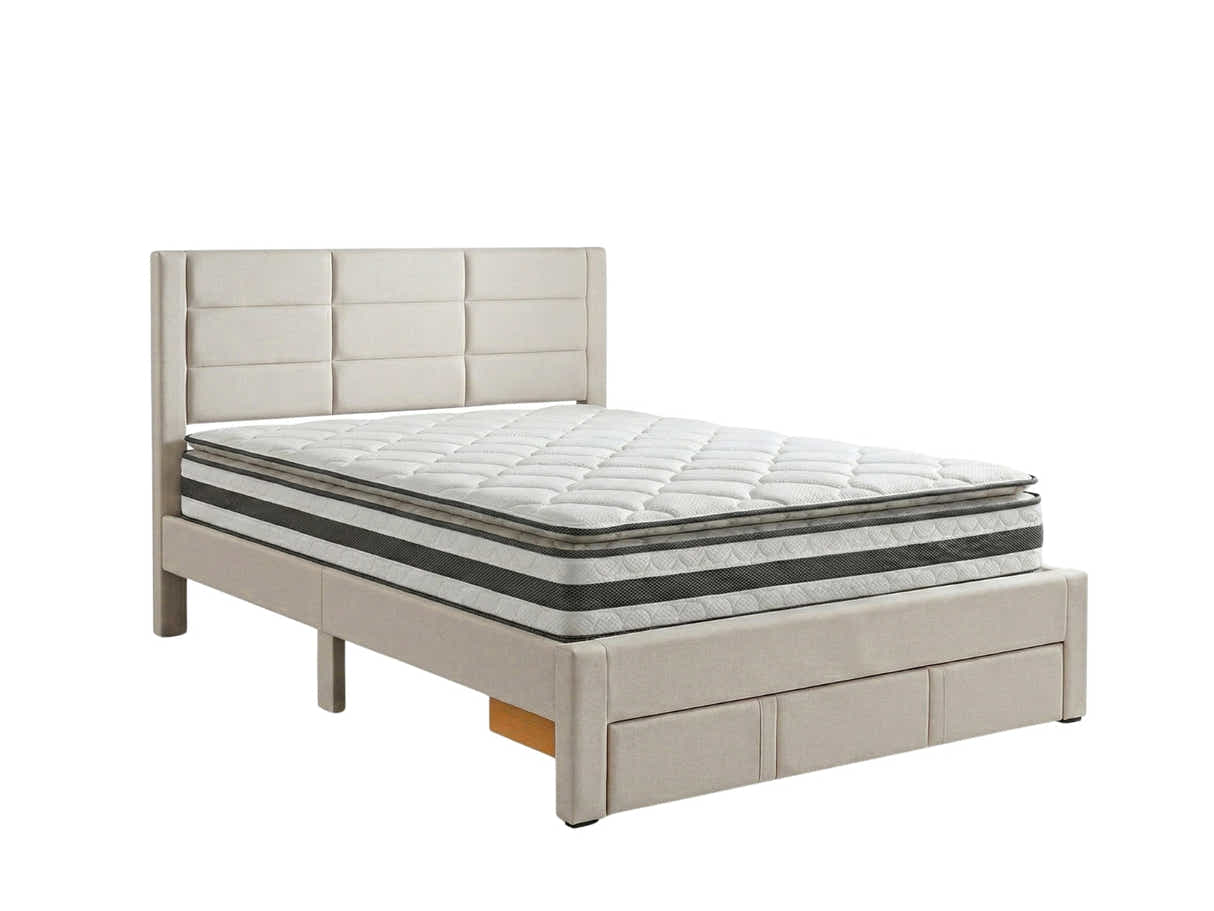 Hernan Bed Frame with Drawer & Bon21 Mattress - Queen