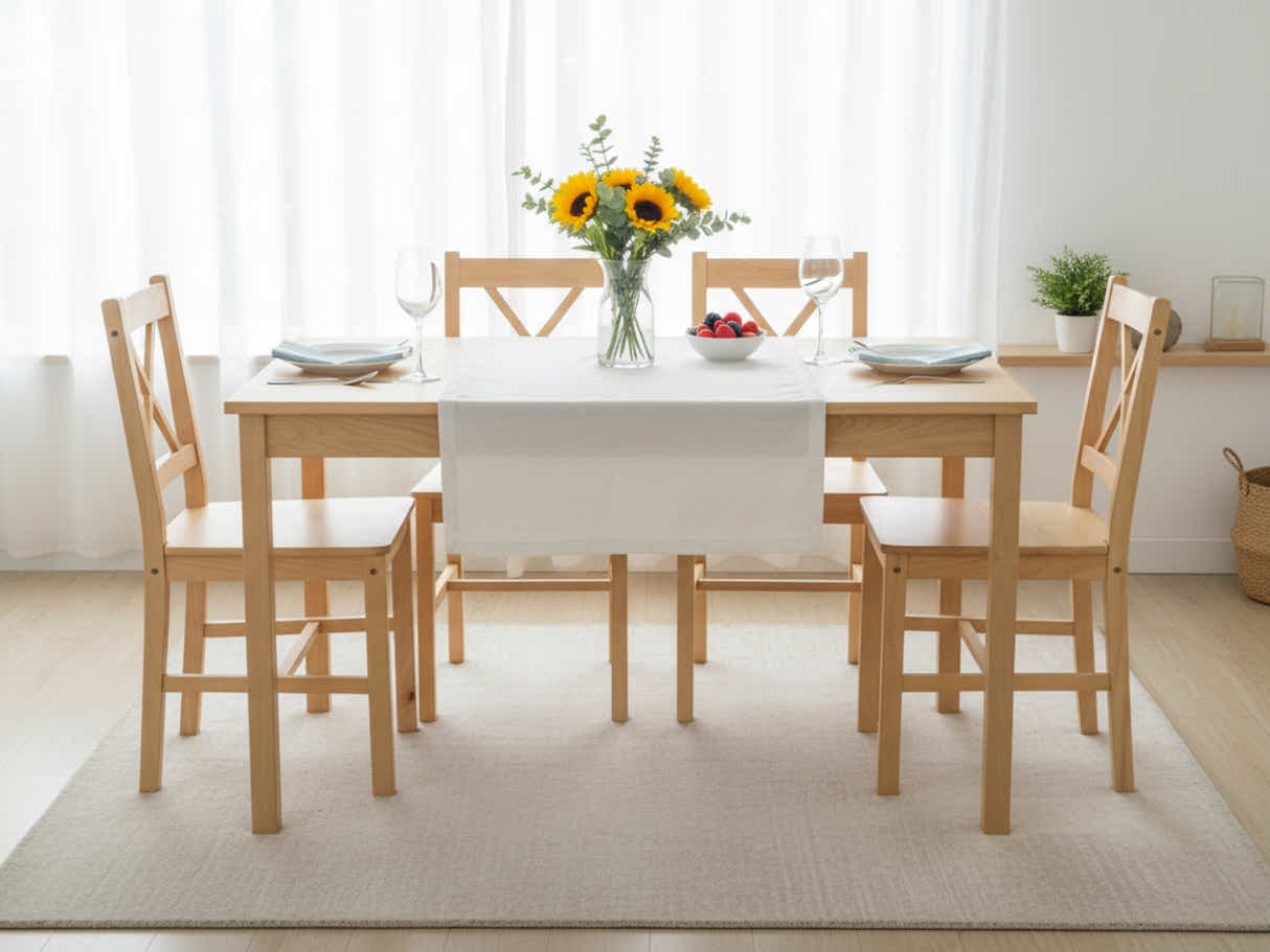 Ajax 5-Piece Dining Set - Natural Wood
