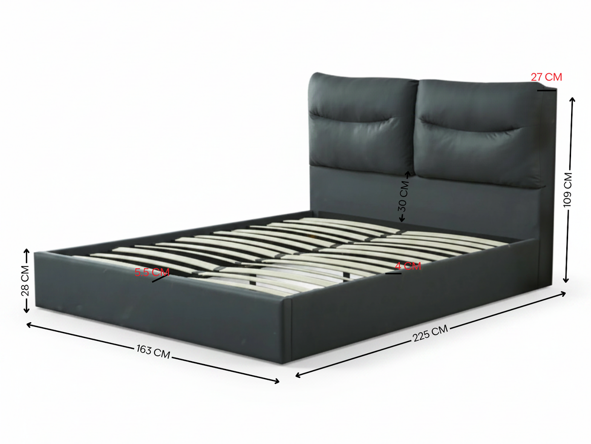 Greta PU Bed Frame Dark Grey - Queen