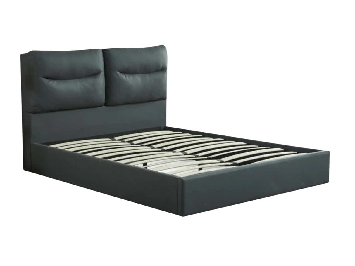 Greta PU Bed Frame Dark Grey - Queen