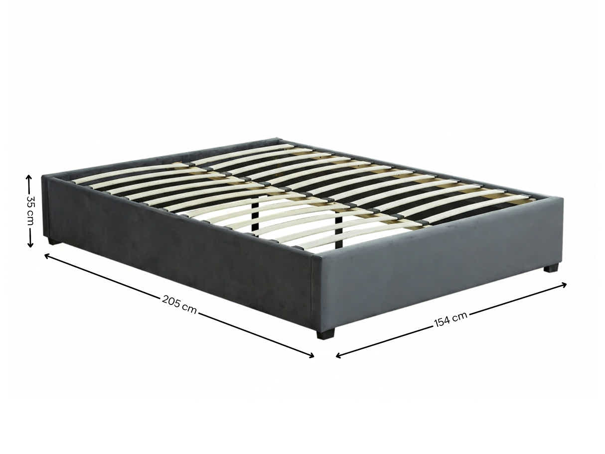 Keetsa Velvet Bed Frame Dark Grey - Queen