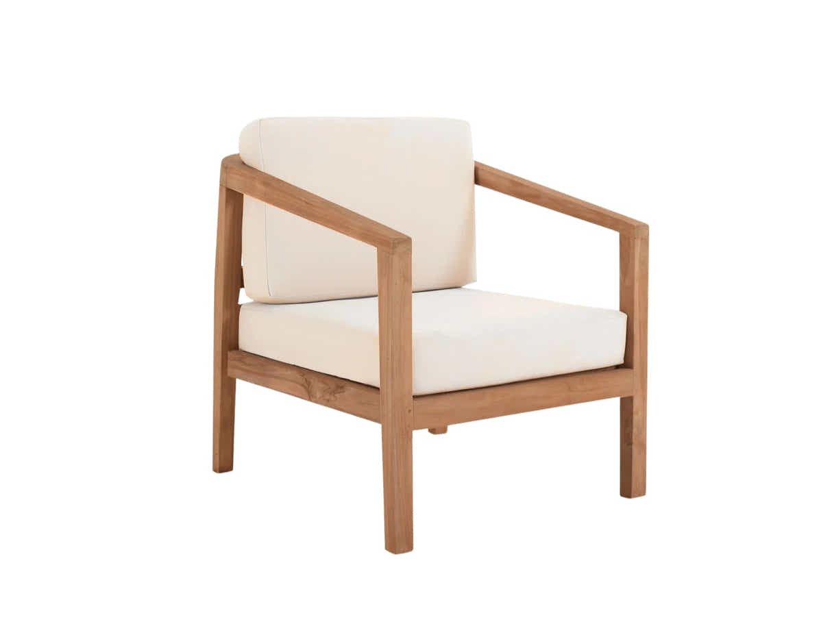 Jason Single Seater Teak Wood Outdoor Chair – Cream