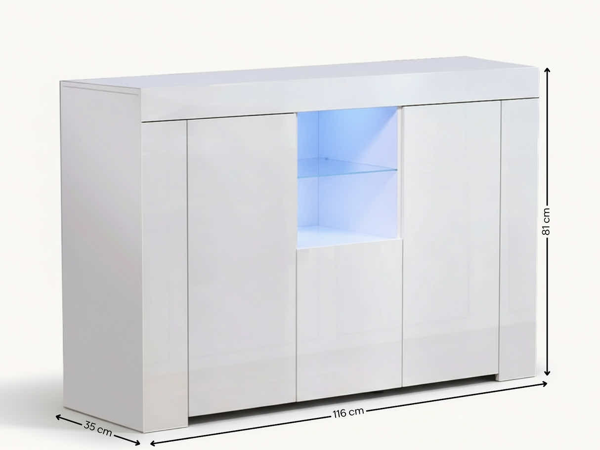 Anshos Storage Cabinet with LED Light - White