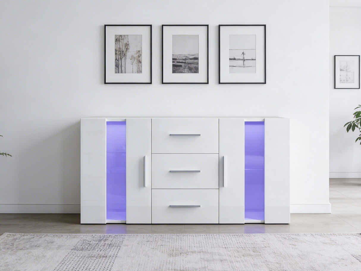 Anshos White Sideboard with LED Light - 135 cm
