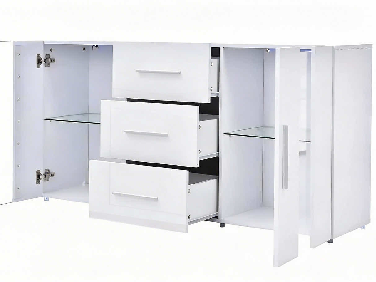 Anshos White Sideboard with LED Light - 135 cm