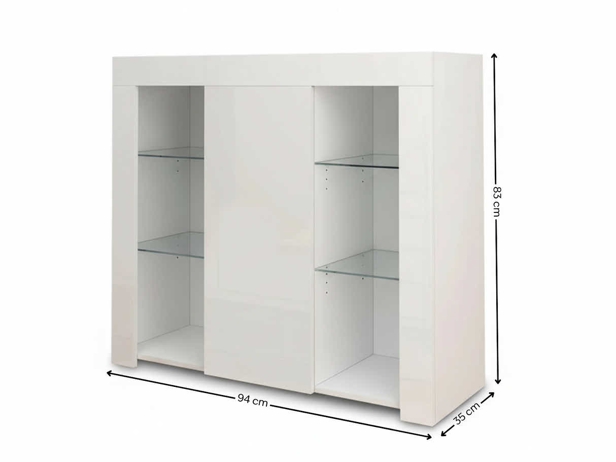 Anshos Side Cabinet with LED Light - White