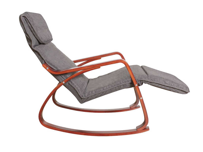 Bentwood Grey Rocking Armchair with Footrest - Walnut Frame