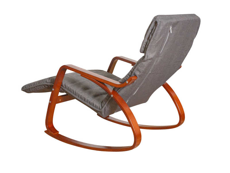 Bentwood Grey Rocking Armchair with Footrest - Walnut Frame