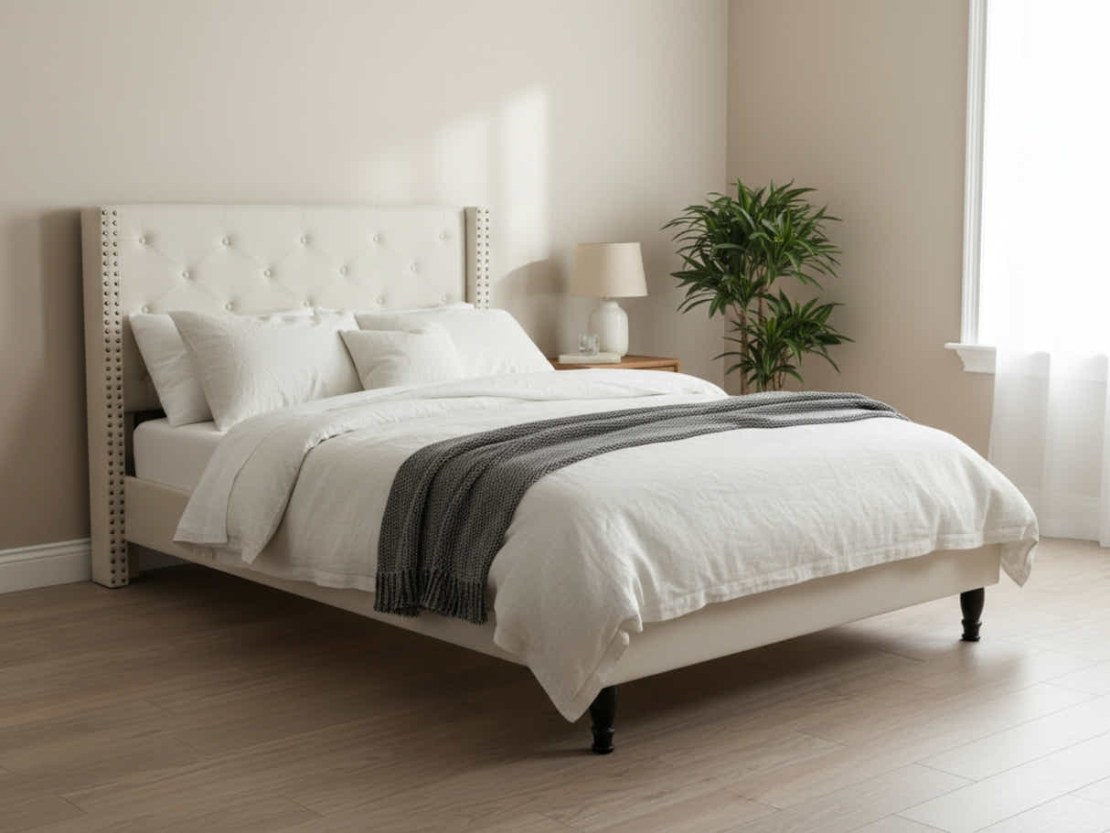 New Lisbeth Bed Frame Beige - Double