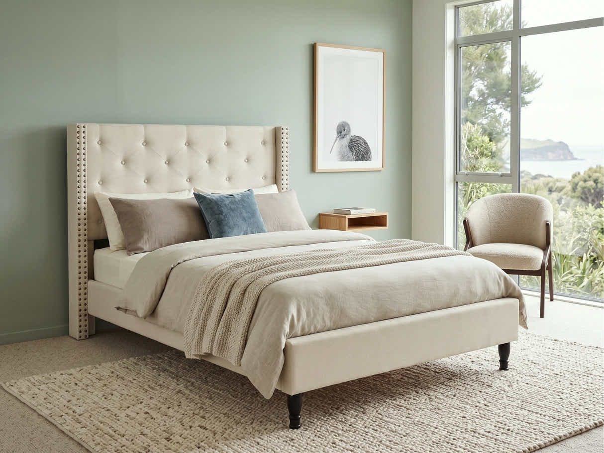 New Lisbeth Bed Frame Beige - Double