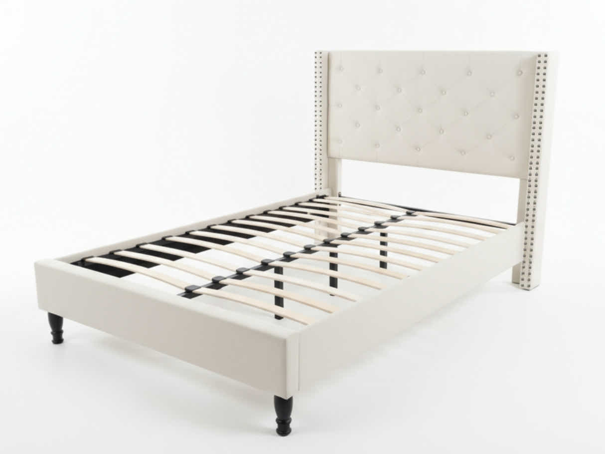 New Lisbeth Bed Frame Beige - Double