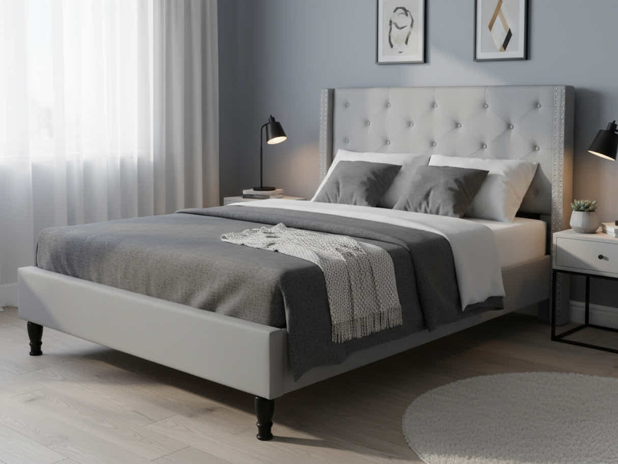 New Lisbeth Bed Frame Grey & FIRM23 Mattress - Double