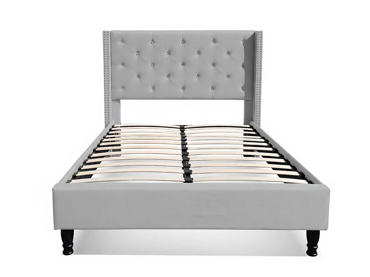 New Lisbeth Bed Frame Grey & FIRM23 Mattress - Double