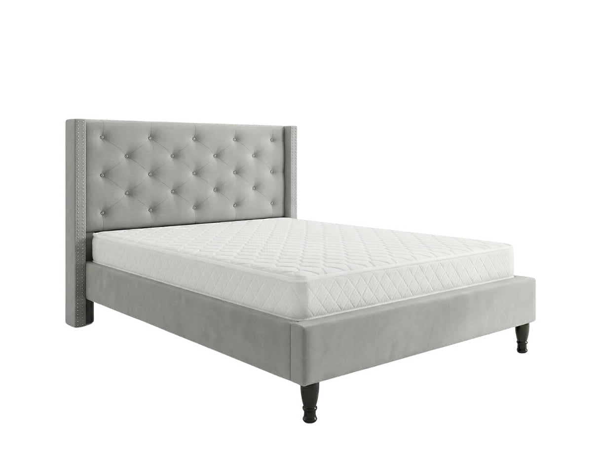 New Lisbeth Bed Frame Grey & Bon15 Mattress - Double