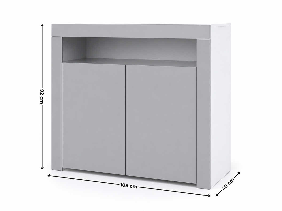 Anshos Buffet with LED Light White & Grey - 108 cm