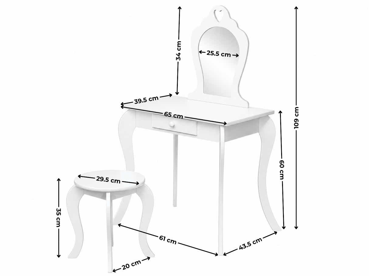 Princess Makeup Vanity Table - White