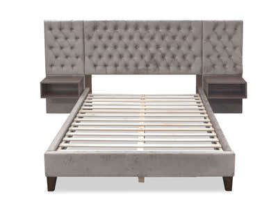 Amara Velvet Bed Frame with Bedside Tables - Double