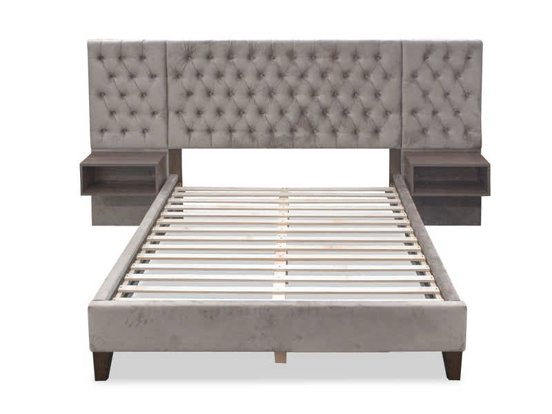 Amara Velvet Bed Frame with Bedside Tables - King