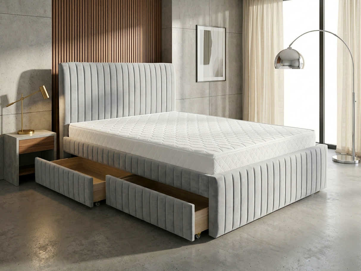 Wairoa Bed Frame with Drawers & Bon15 Mattress - Queen
