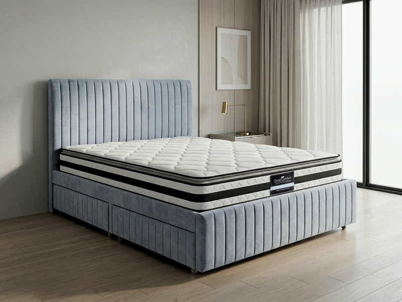 Wairoa Bed Frame with Drawers & Bon21 Mattress - Queen