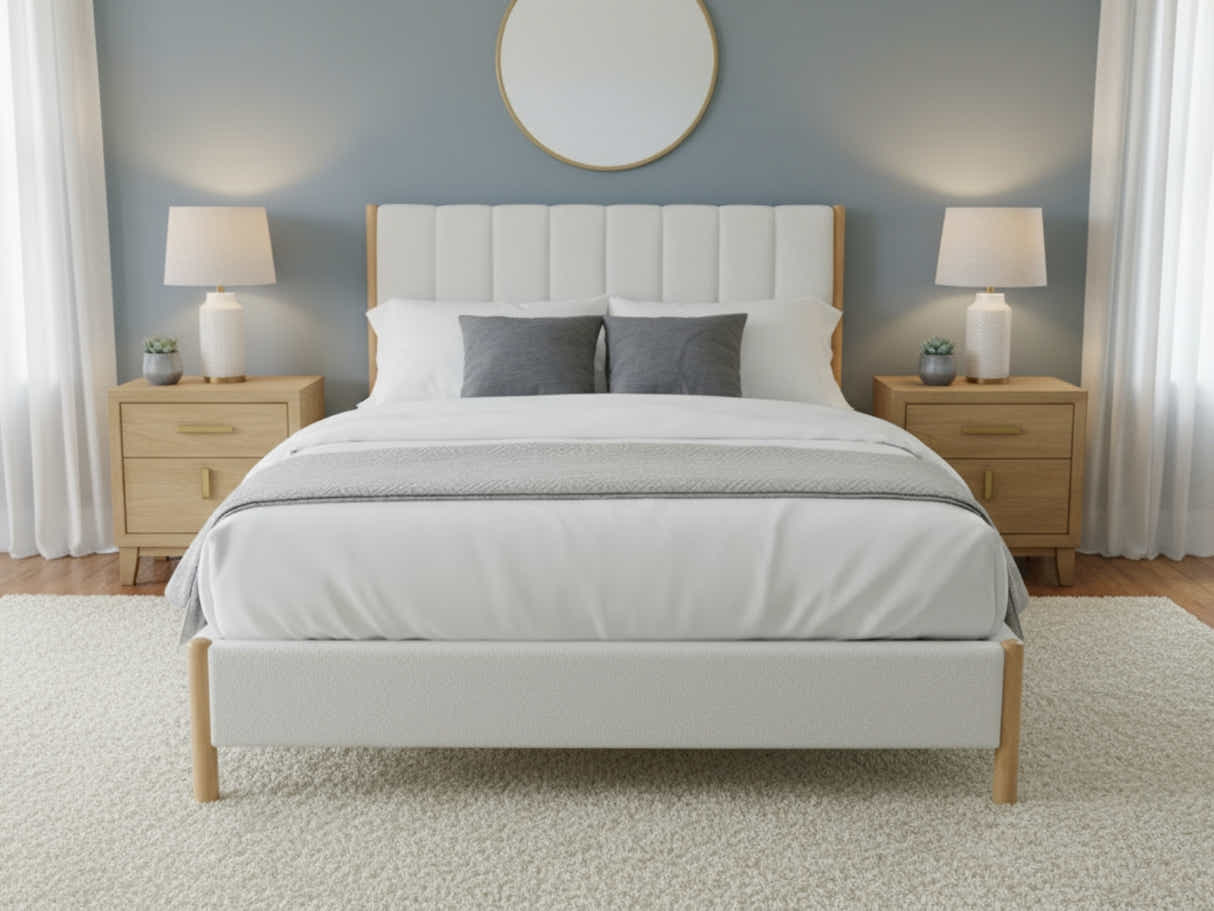 Tokoroa Boucle Bed Frame - Queen