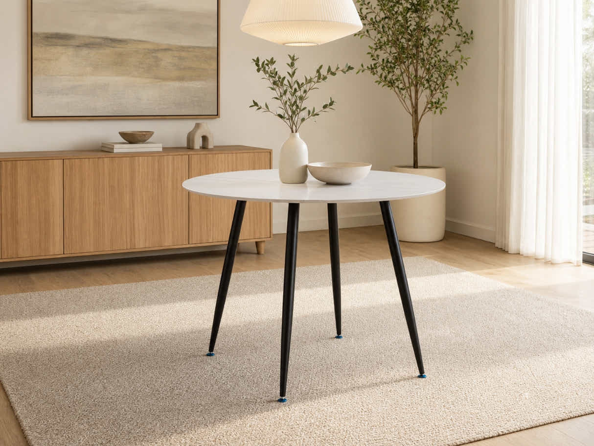 Lavina Round Dining Table with Marble Top - 90 cm
