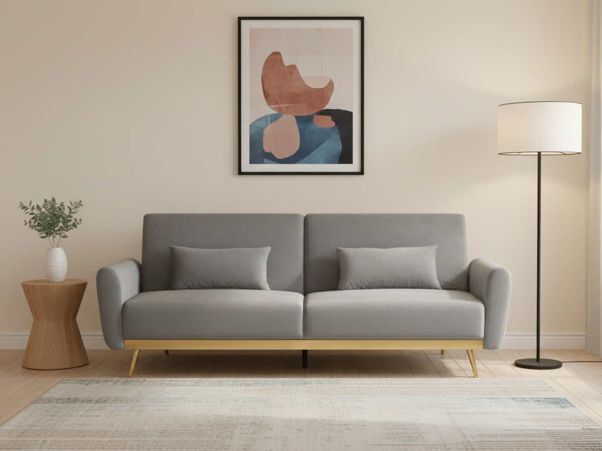 Limpley Velvet Sofa Bed - Grey