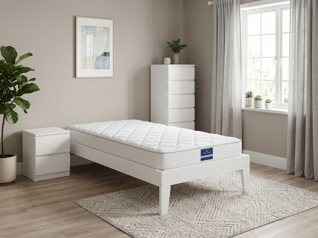 Modern Guest Room Combo - Bed, Mattress, Bedside & Tallboy