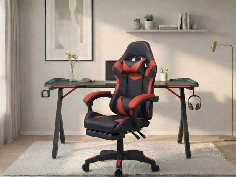 Gaming Table R5 140cm & Faron Gaming Chair PVC Red