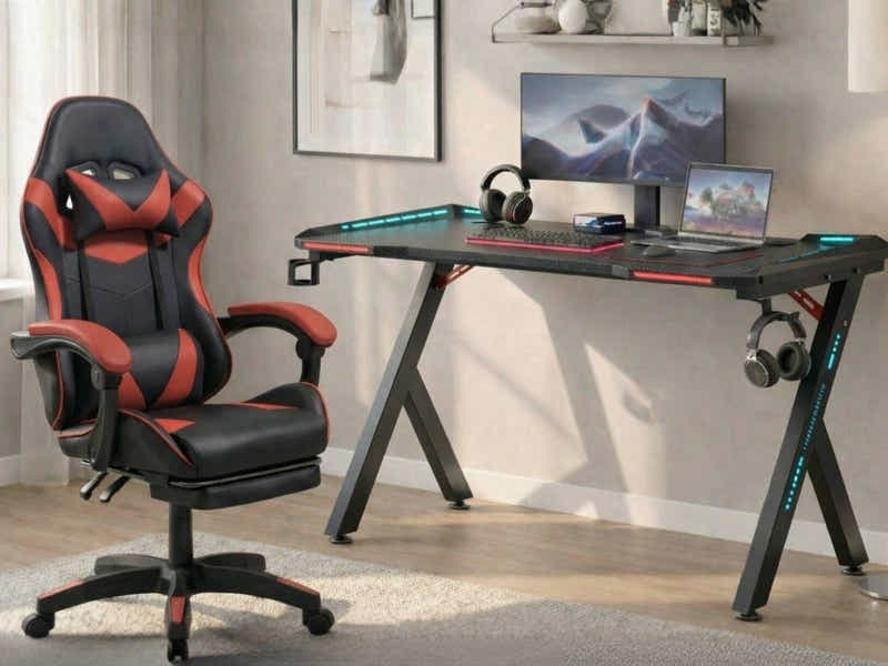 Gaming Table R5 140cm & Faron Gaming Chair PVC Red