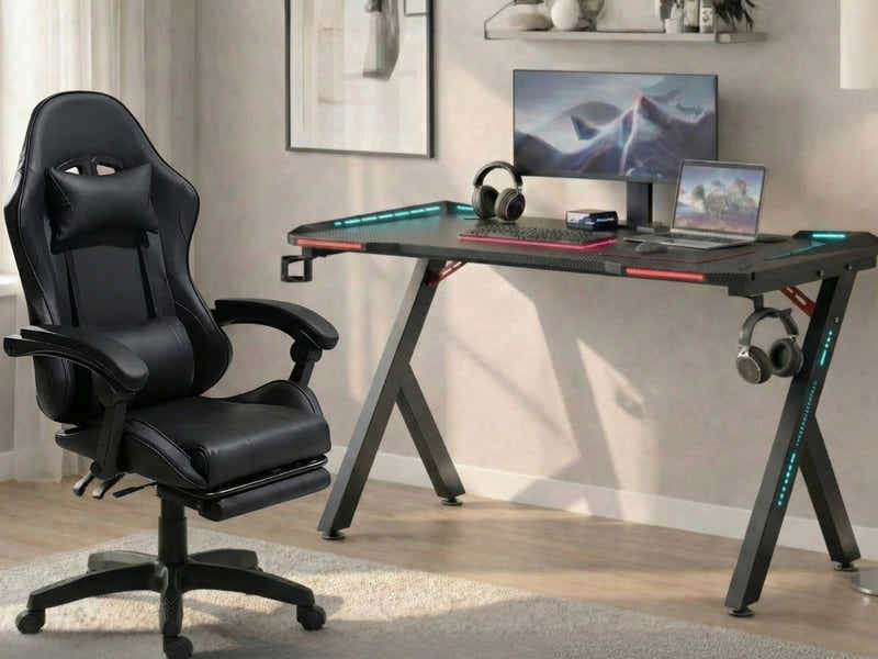 Gaming Table R5 140cm & Faron Gaming Chair PVC Black