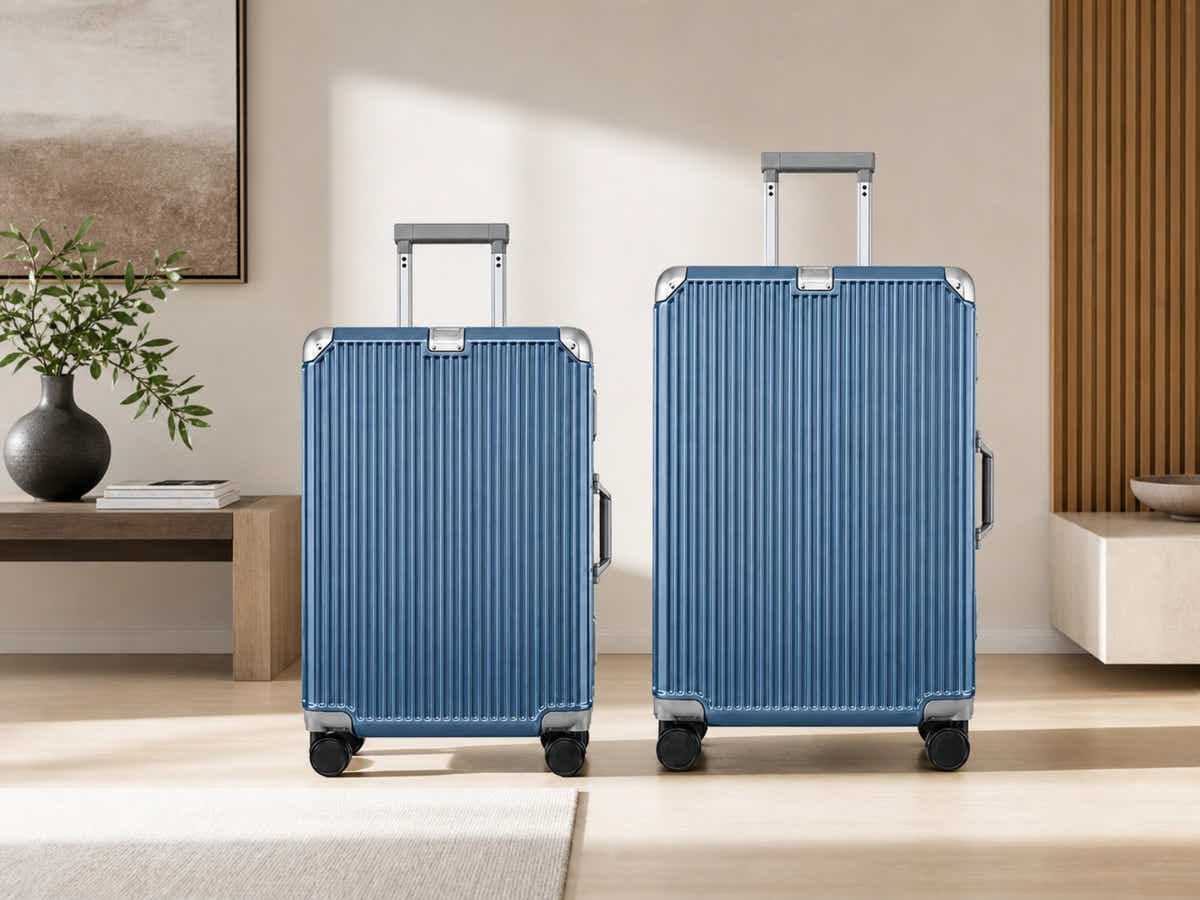 2-Piece PC & Alu Luggage Set - Ice Blue