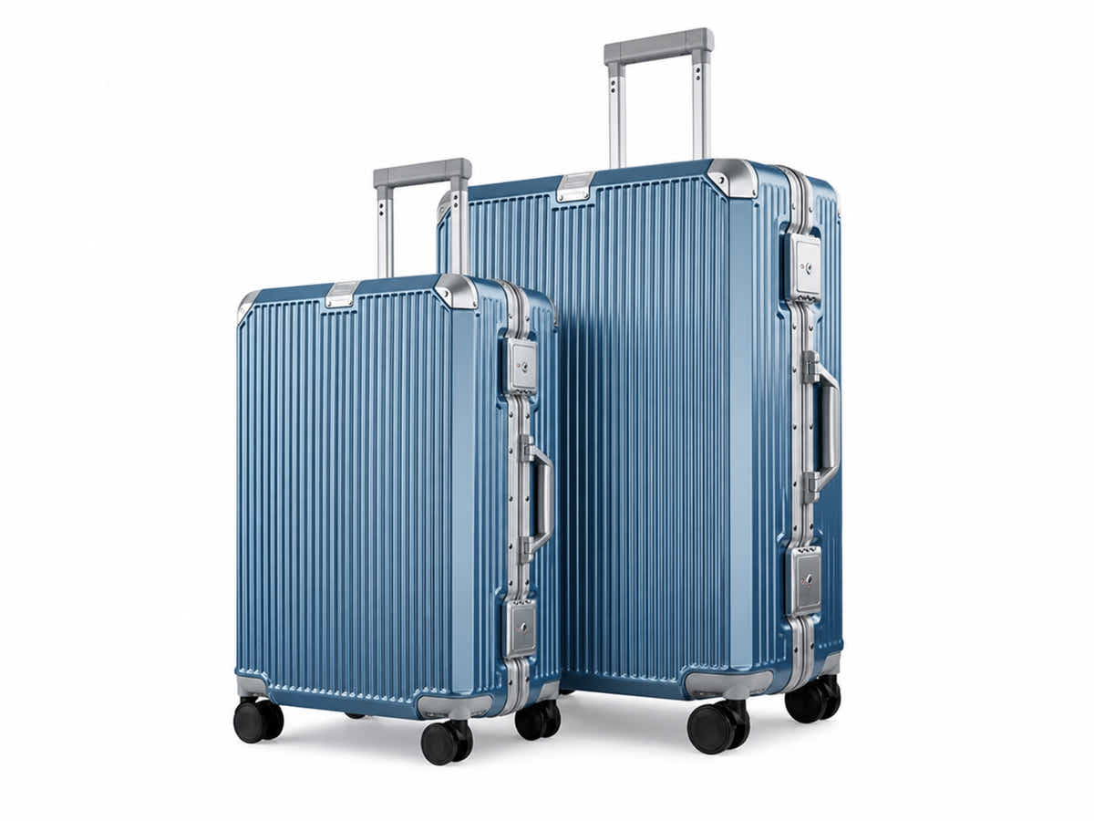2-Piece PC & Alu Luggage Set - Ice Blue