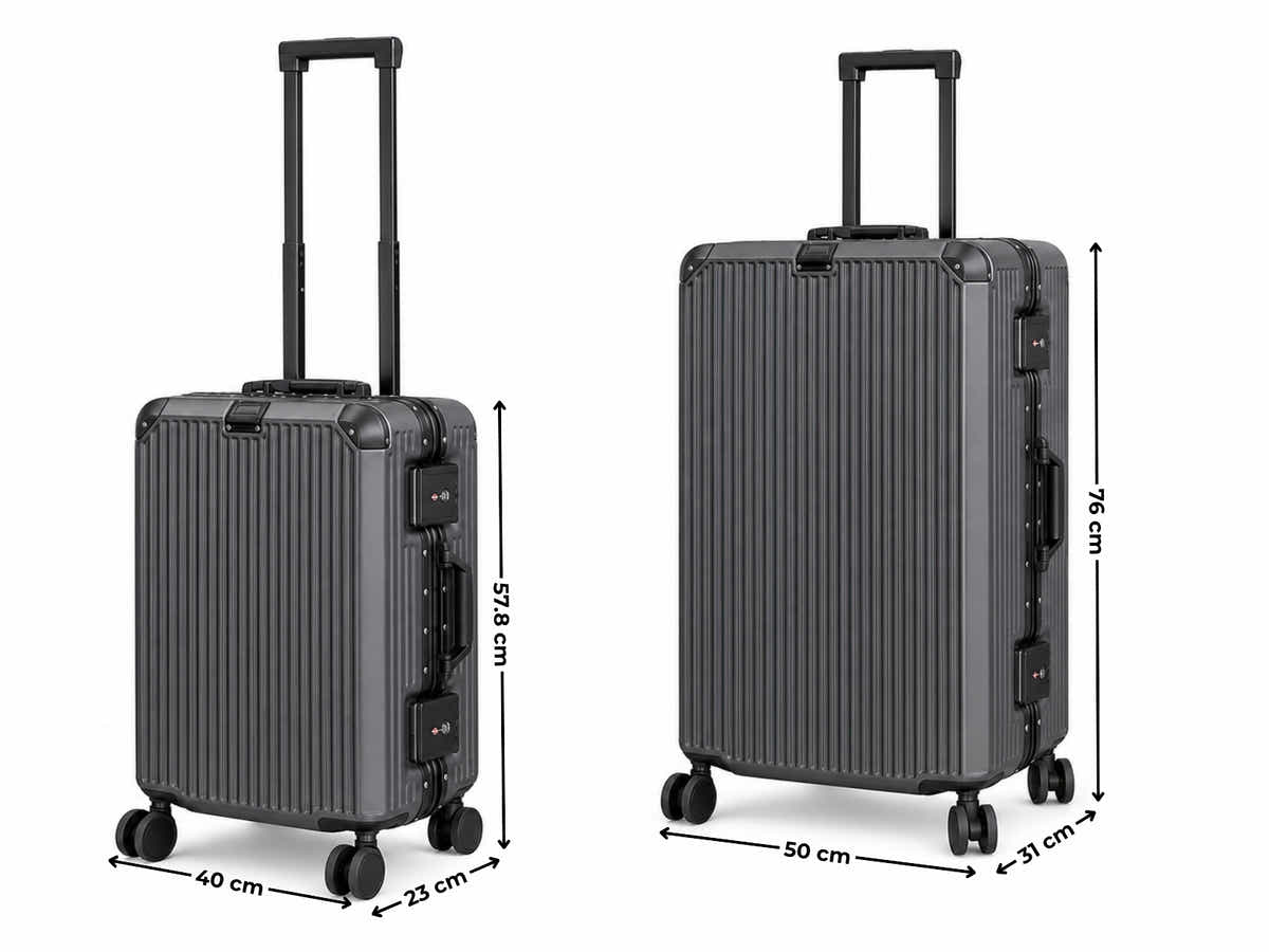 2-Piece PC & Alu Luggage Set - Dark Grey