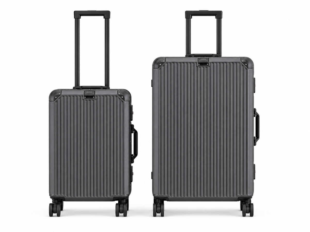 2-Piece PC & Alu Luggage Set - Dark Grey