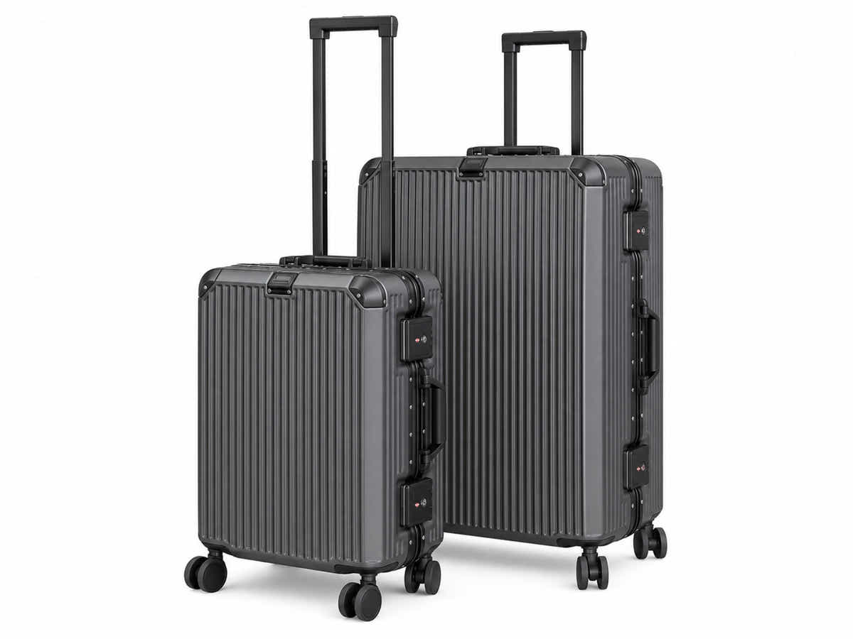 2-Piece PC & Alu Luggage Set - Dark Grey
