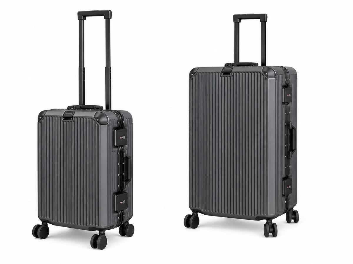 2-Piece PC & Alu Luggage Set - Dark Grey