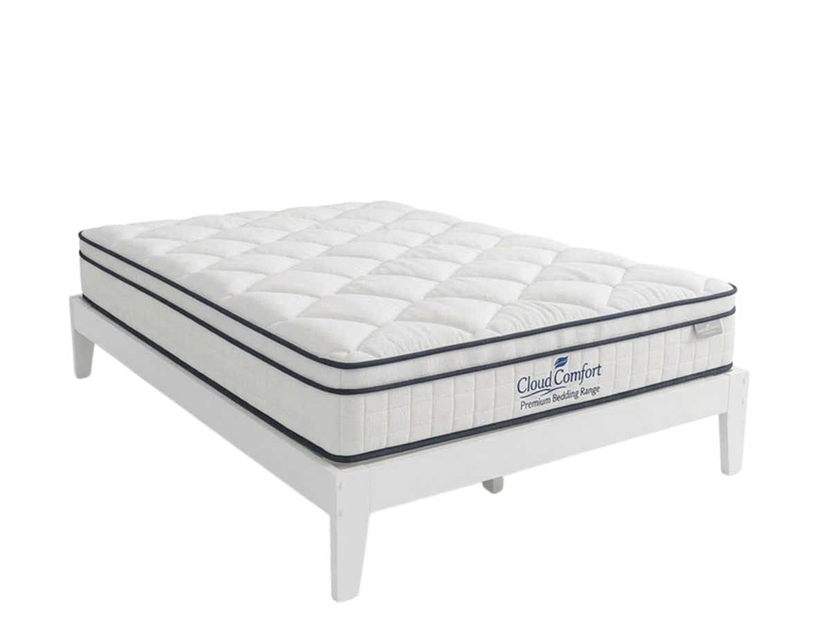 Sovo Bed Frame White & Boucle22 Mattress - King