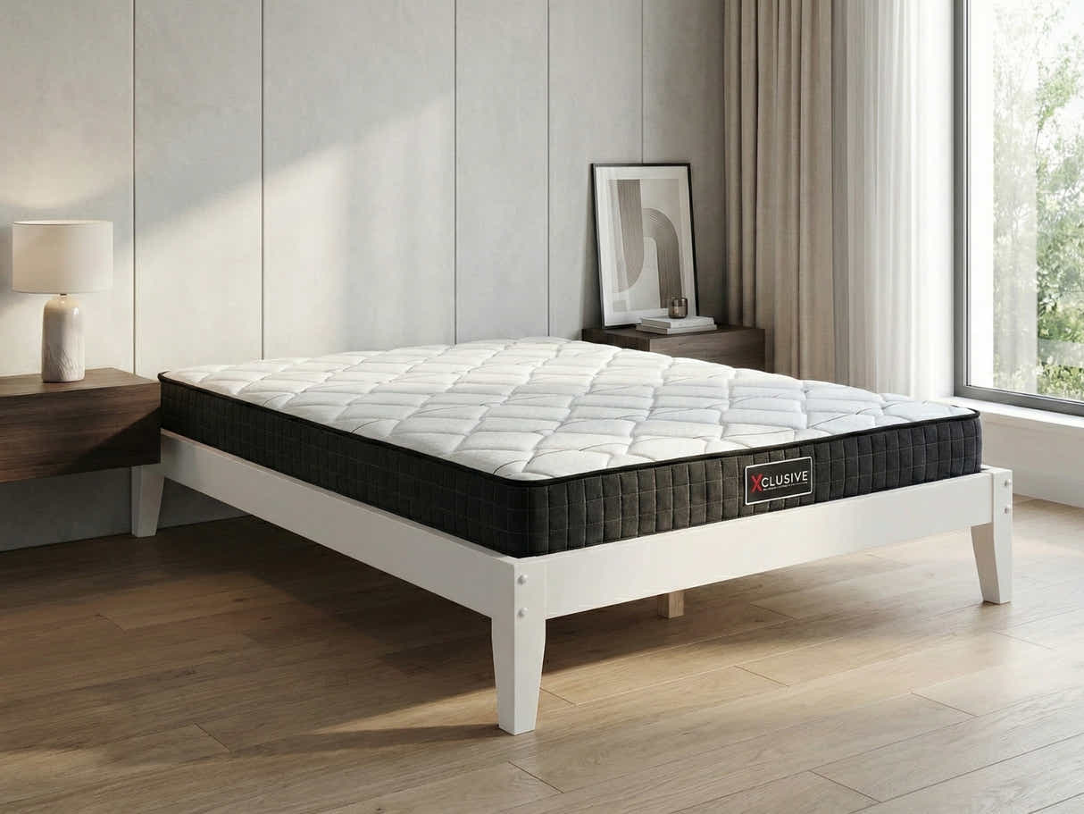Sovo Bed Frame White & Xclusive X20 Mattress - King