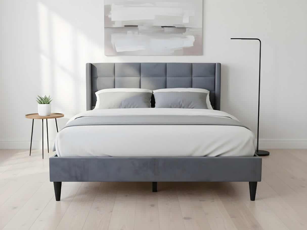 DS Neron Velvet Bed Frame Charcoal - Double