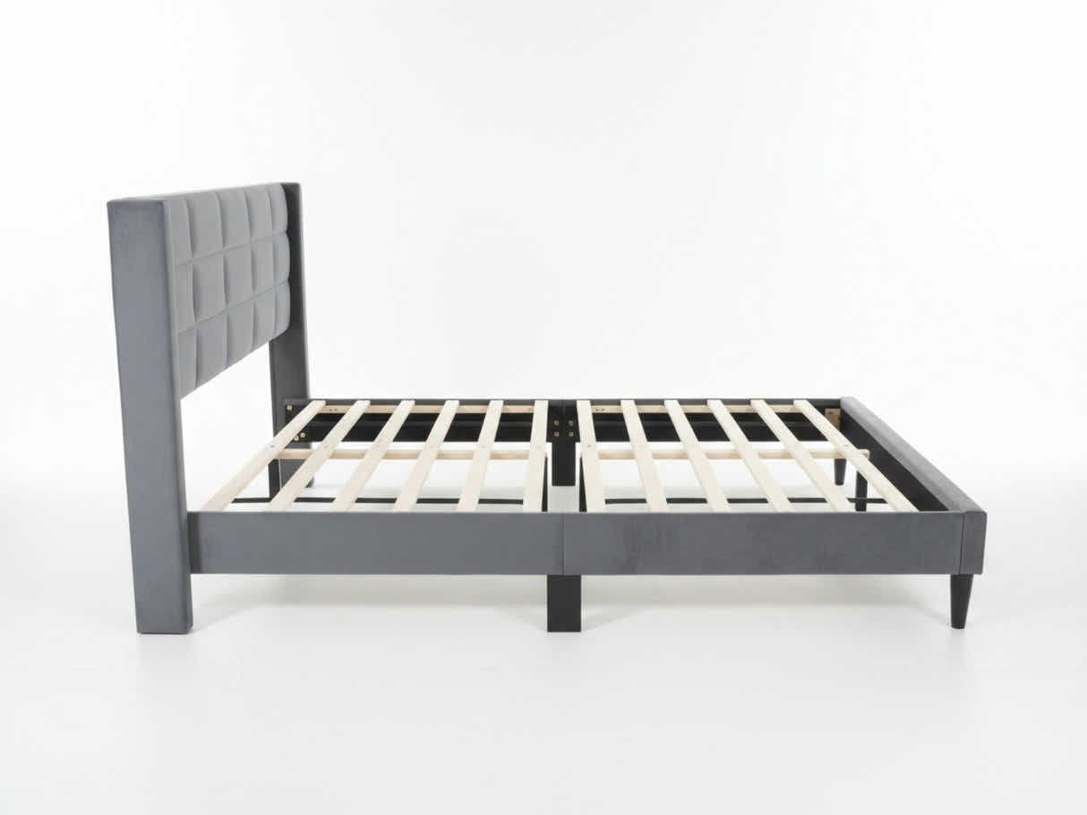 DS Neron Velvet Bed Frame Charcoal - Double