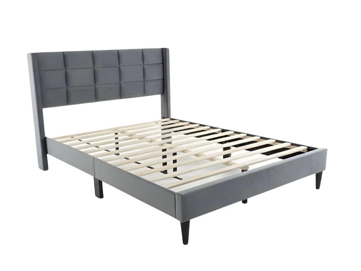 Neron Velvet Bed Frame Charcoal - Queen