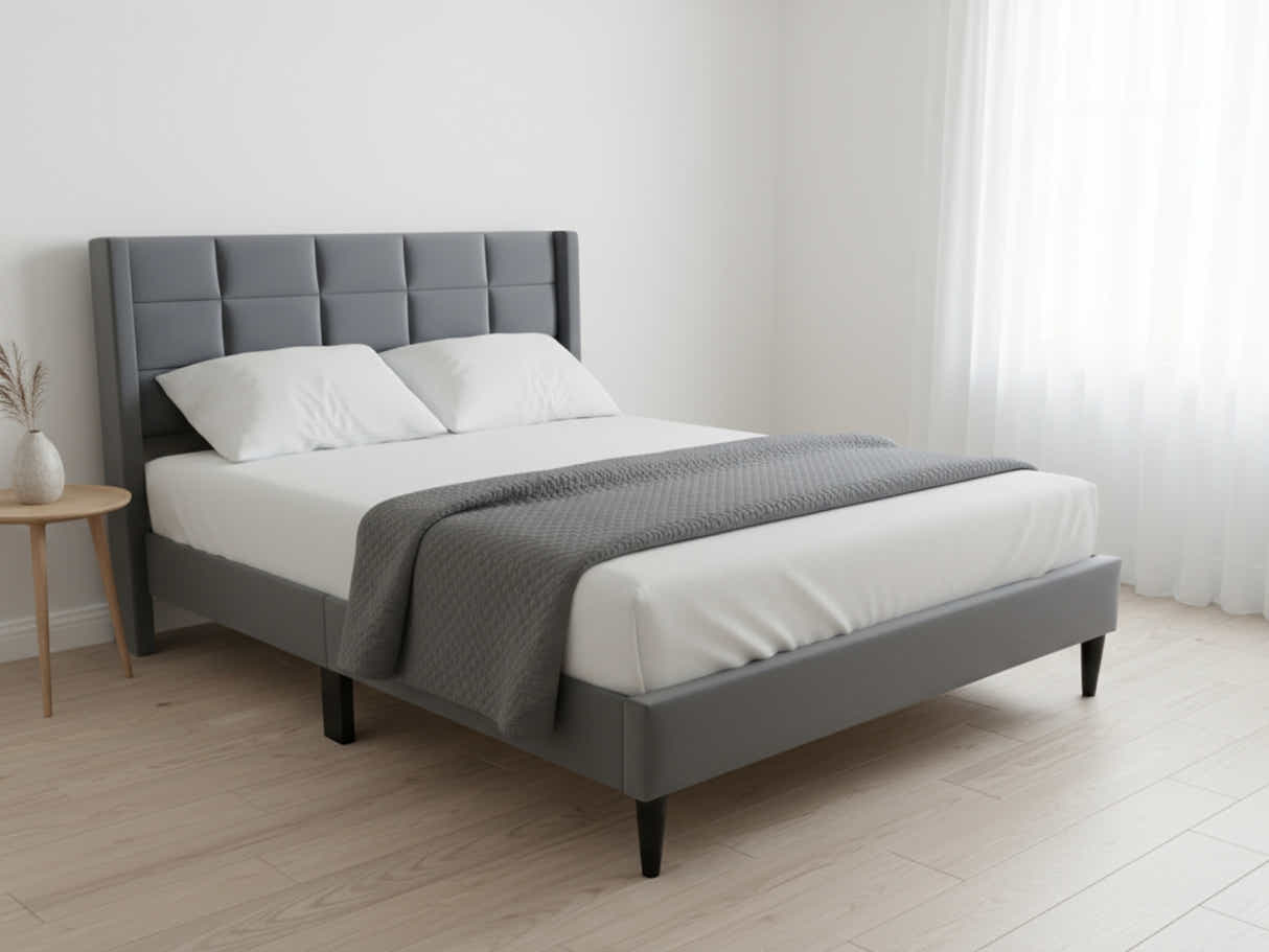 Neron Velvet Bed Frame Charcoal - Queen