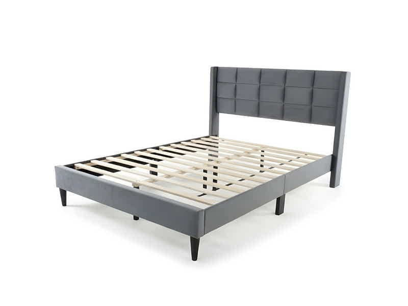 Neron Velvet Bed Frame Charcoal & K34 Mattress - Queen